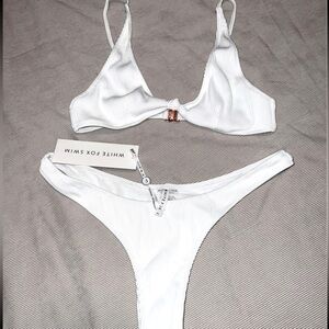 NWT WHITE FOX SWIM white ribbed bikini L/XL